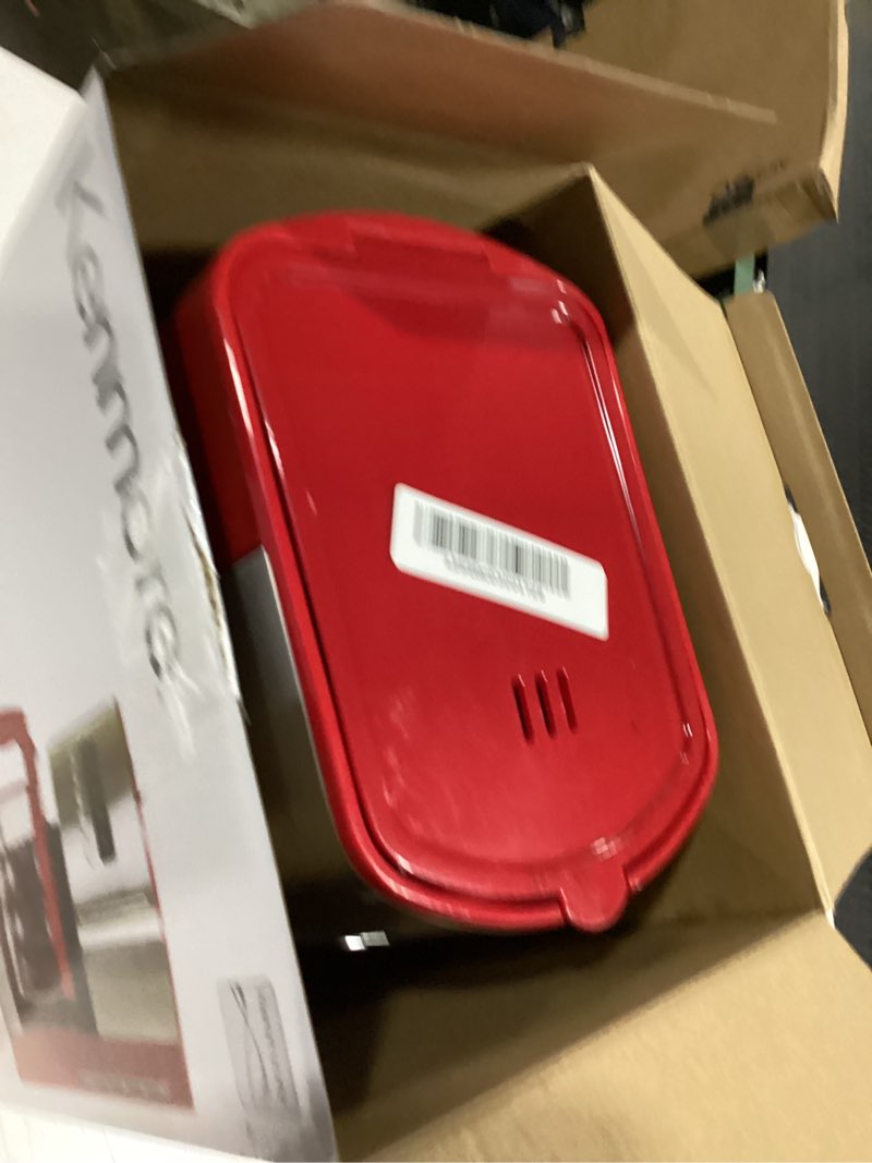 Condition photo showing As Is for Kenmore Drip Coffee Maker - Programmable Cafe Machine With Glass Pot, Regular & Bold Brew, Auto Shut Off Large Water Reservoir, Reusable Filter, Kitchen Appliances For Cafeteria Barista, 12 Cup Red Stainless Steel/Red 12 Cup