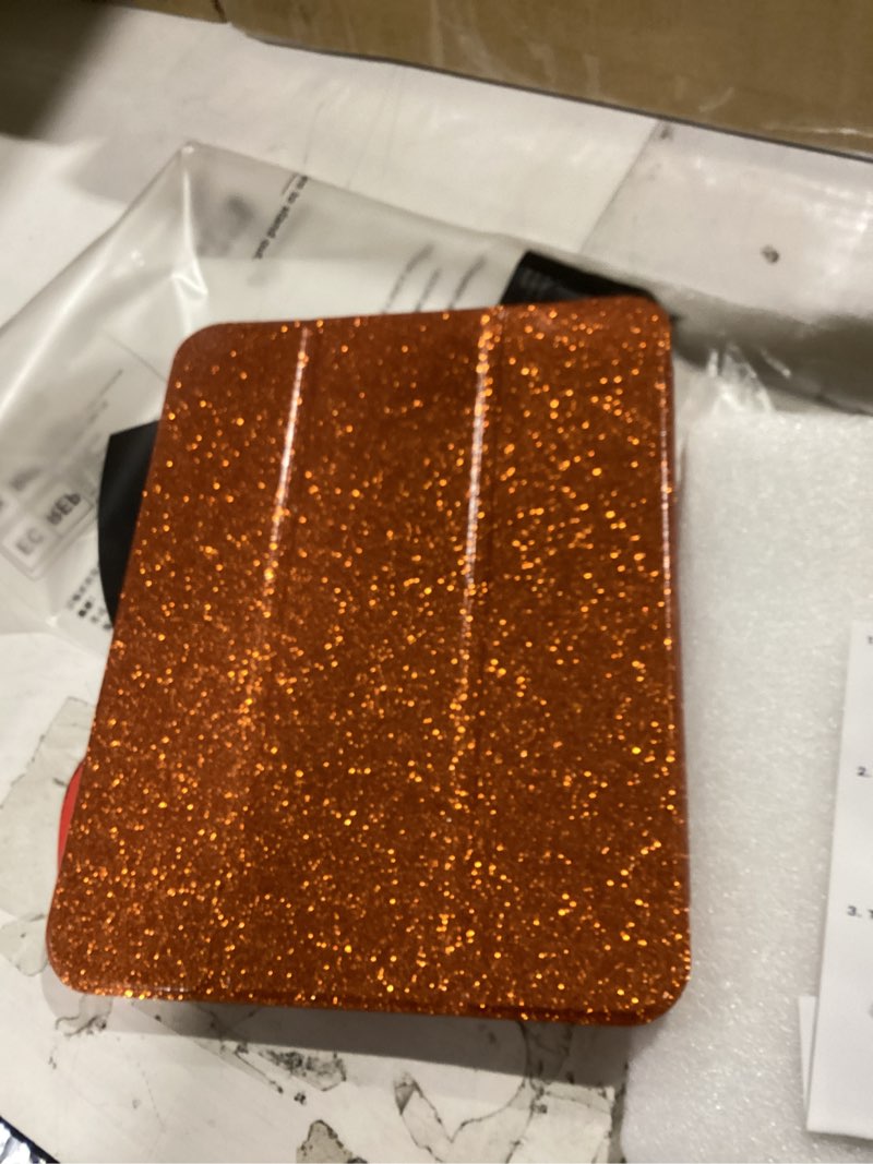 Condition photo showing Good Condition for infiland compatible with ipad a16 11th generation 11 inch 2025 case, ipad case 10th generation 10.9 inch, glitter cover with sparkly clear back, pencil holder, for kids girls (fiery orange)