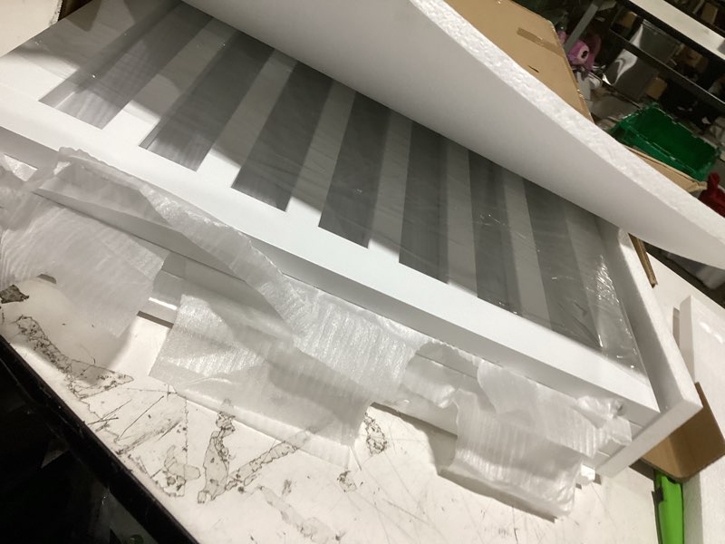 Condition photo showing New/Like New for pawland wooden freestanding foldable pet gate for dogs, 24 inch 4 panels step over fence, dog gate for the house, doorway, stairs, extra wide (white, 24" height-4 panels) white 24" height-4 panel