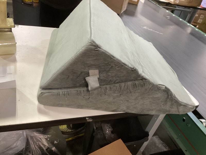 Condition photo showing As Is for Bedluxe Wedge Pillow for Sleeping, Adjustable 9&12 Inch Foldable Bed Wedge Pillow Set, Orthopedic Memory Foam Triangle Pillows Wedge, 7-in-1 Elevated Pillows for Leg and Back Support, Grey Grey Adjustable 9&12 Inch