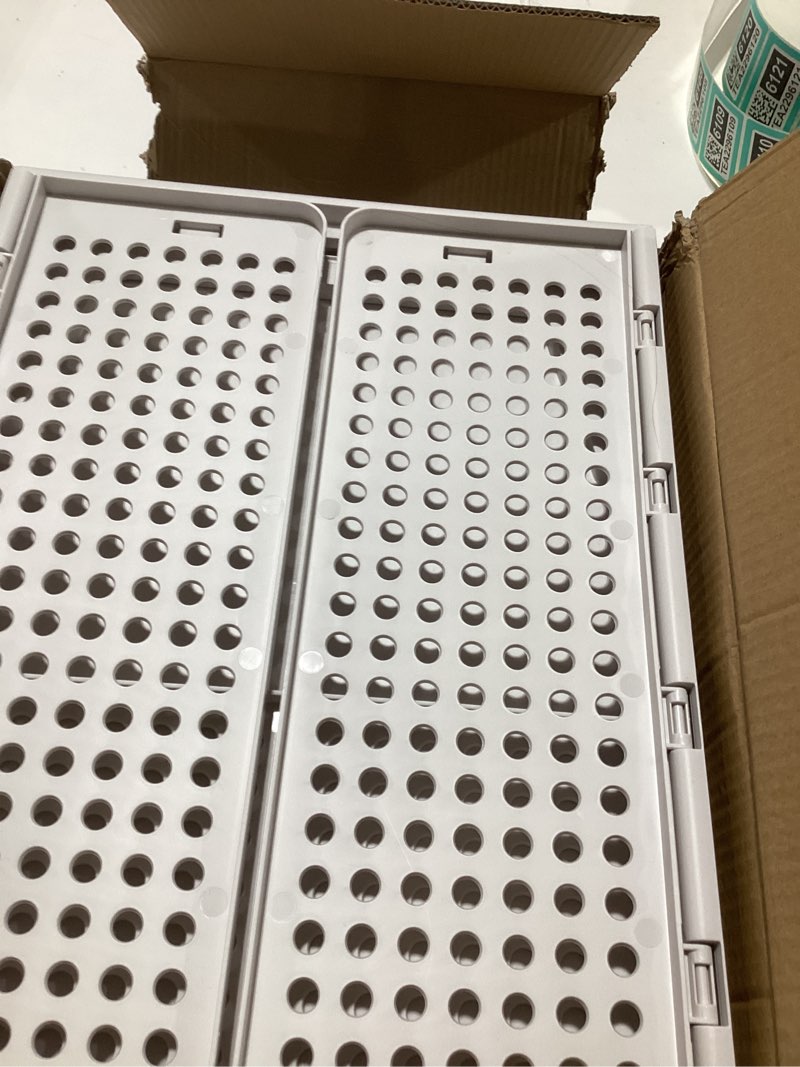 Condition photo showing New/Like New for SNSLXH 8 Pack Stackable Closet Storage Bins, Multifunctional & Foldable Closet Organizers and Storage for Bathroom Kitchen Laundry Room Drawer Shelf Storage, Space-Saving Wardrobe Organizer, White White 8 Pack