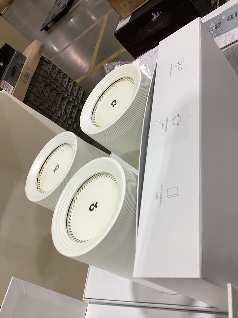 Condition photo showing As Is for TP-Link Deco 7 Elite BE95 Quad-Band WiFi 7 BE33000 Whole Home Mesh System - 16-Stream, 2x 10G + 2x 2.5G Ports Wired Backhaul, 12 x High-Gain Antennas, VPN, AI-Roaming, 4x4 MU-MIMO, HomeShield (3-Pack) 3 Pack WiFi 7, BE33000