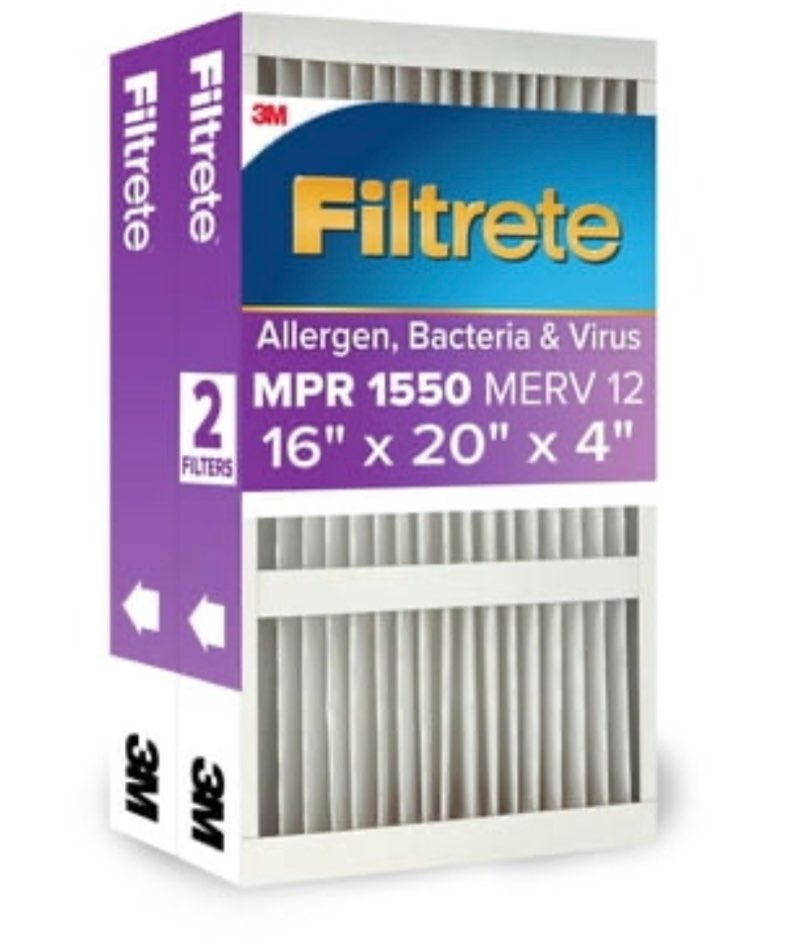 filtrete 16x20x4 air filter  mpr 1550 merv 12  ultra allergen reduction  2 filters