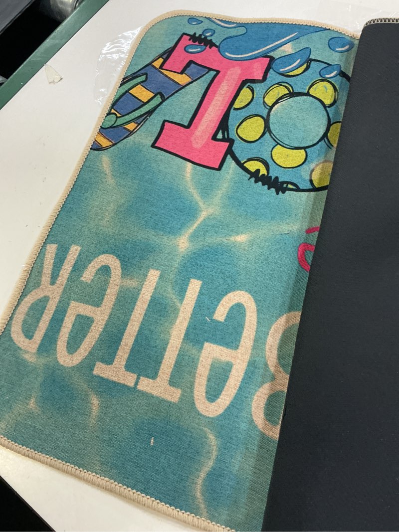 Condition photo showing New/Like New for baccessor summer pool doormat 17x29 inch, poolside tropical flamingo non-slip low profile door mat non-slip rubber backing for floor entrance seasonal outside patio porch outside home decor summer pool 17 x 29 inch