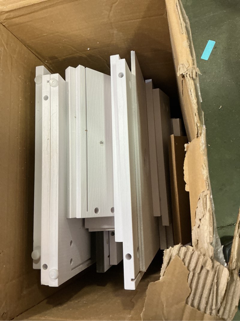 Condition photo showing Good Condition for Farmhouse Night Stand Set of 2 with Charger Station, Bed Side Table with 2 Drawers and Storage Shelf, Rustic End Table for Bedroom, Living Room, Small Spaces, White Charge Station White 2