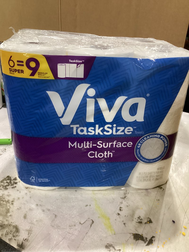 Viva Multi-Surface Cloth Paper Towels, Task Size - 12 Super Rolls (2 Packs of 6) - 81 Sheets Per Roll