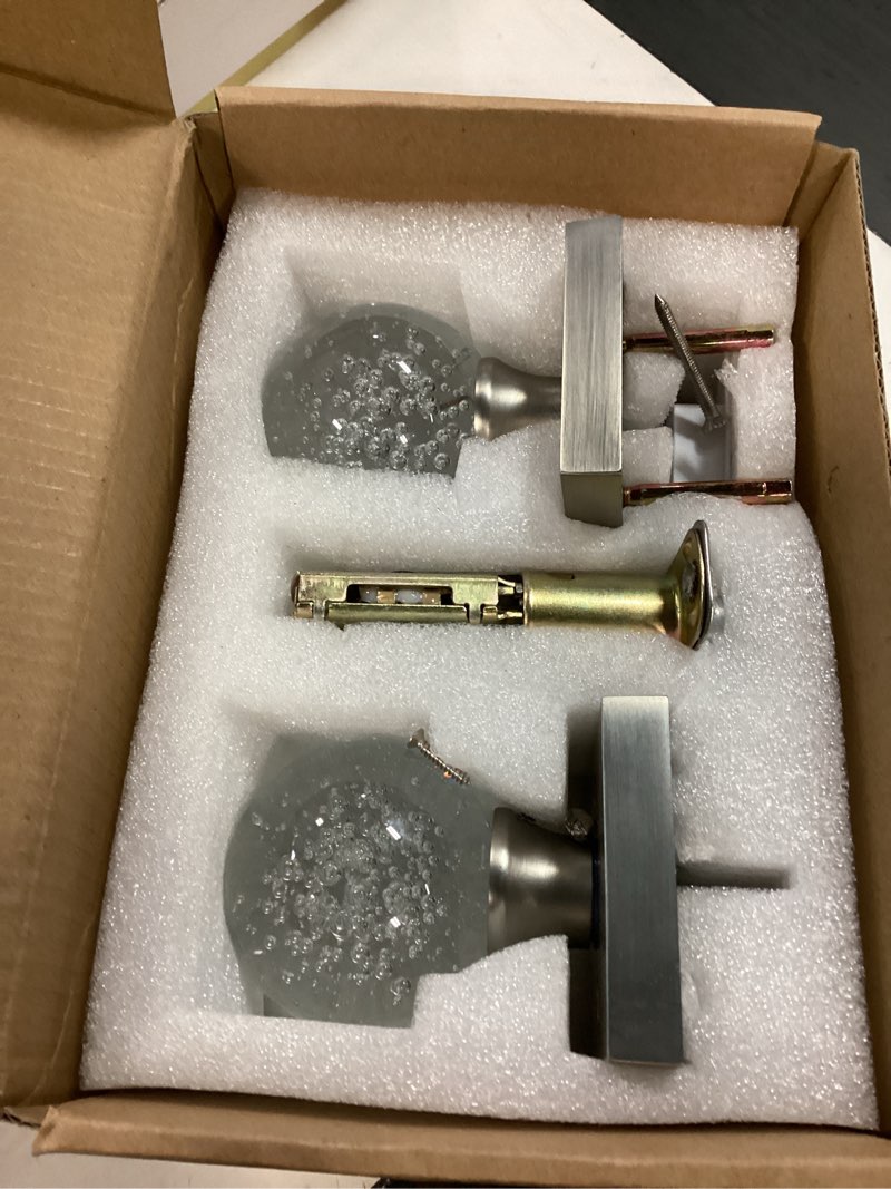 Condition photo showing Good Condition for glass door knobs interior with lock, crystal door knobs round privacy clear bubble for bed bath brushed nickel privacy brushed nickel