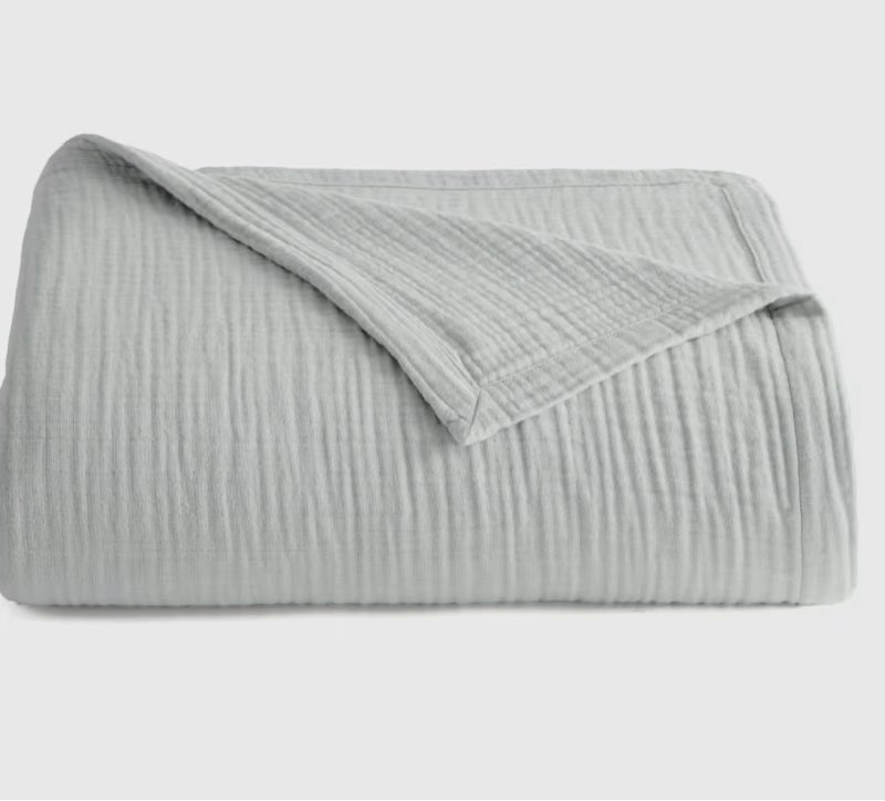 quince organic cotton gauze blanket, king/cal king, light grey