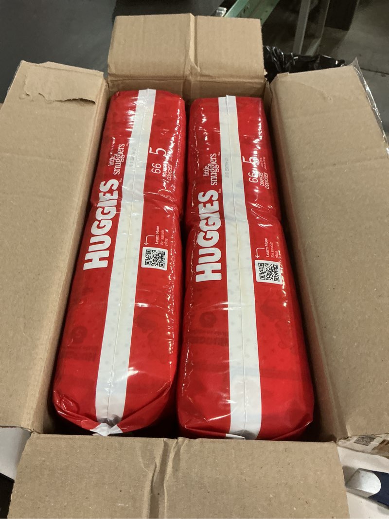 Condition photo showing New/Like New for Huggies Size 5 Diapers, Little Snugglers Baby Diapers, Size 5 (27+ lbs), 132 Count (2 Packs of 66), Packaging May Vary Size 5 132