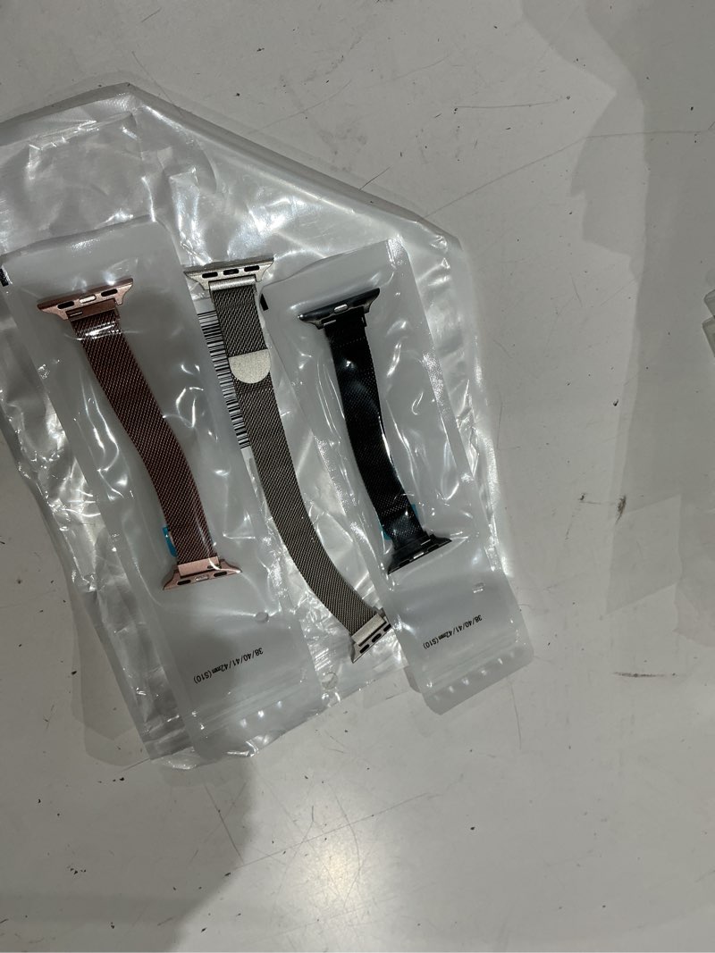 Condition photo showing Good Condition for 3 pack slim metal loop compatible with apple watch band 42mm 41mm 40mm 38mm 46mm 45mm 44mm 49mm women men, thin stainless steel magnetic strap for iwatch bands series 11 10 9 8 se 7 6 5 4 3 ultra black/rose pink/starlight 38/40/41/42mm(series 11/10)
