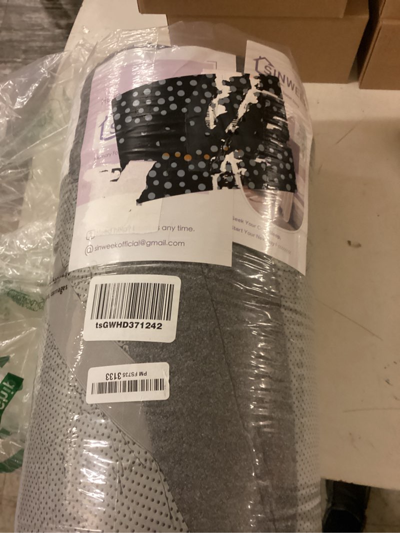 Condition photo showing As Is for sinweek 2 inch gel memory foam mattress topper twin size, ventilated high density pad for back pain, bed topper with removable soft cover, certipur-us certified,grey twin 2 inch (grey cover)