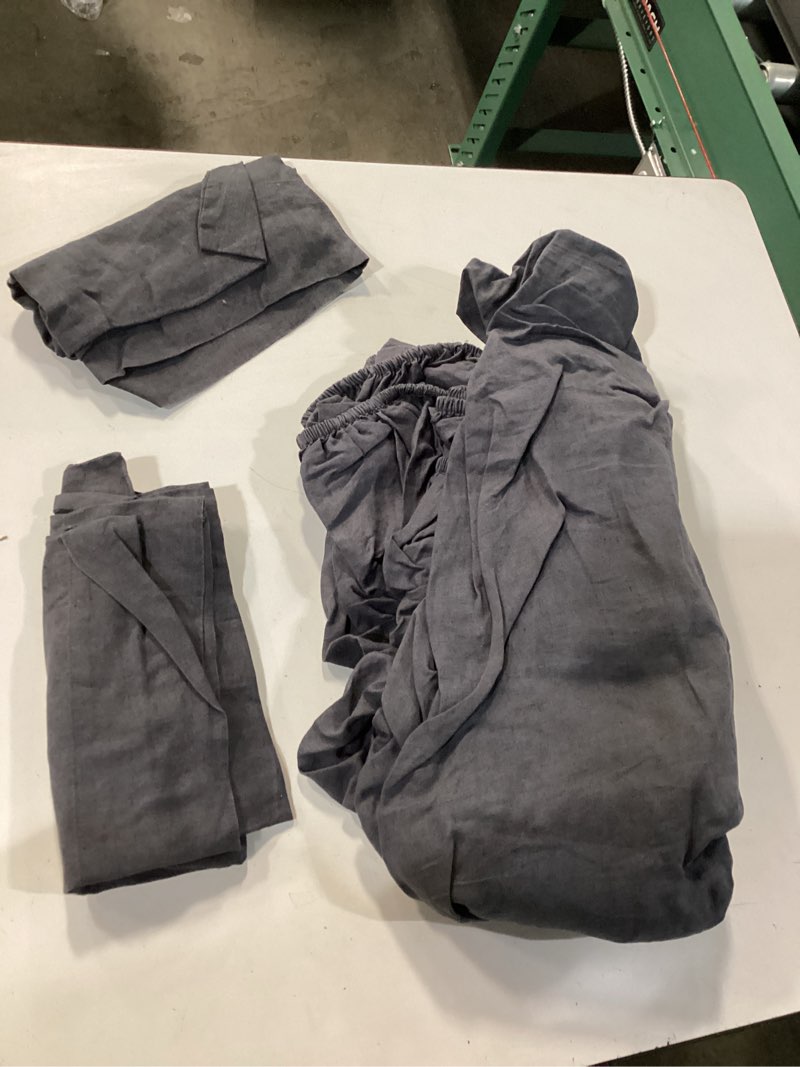Condition photo showing New/Like New for european linen fitted sheet set, queen, charcoal