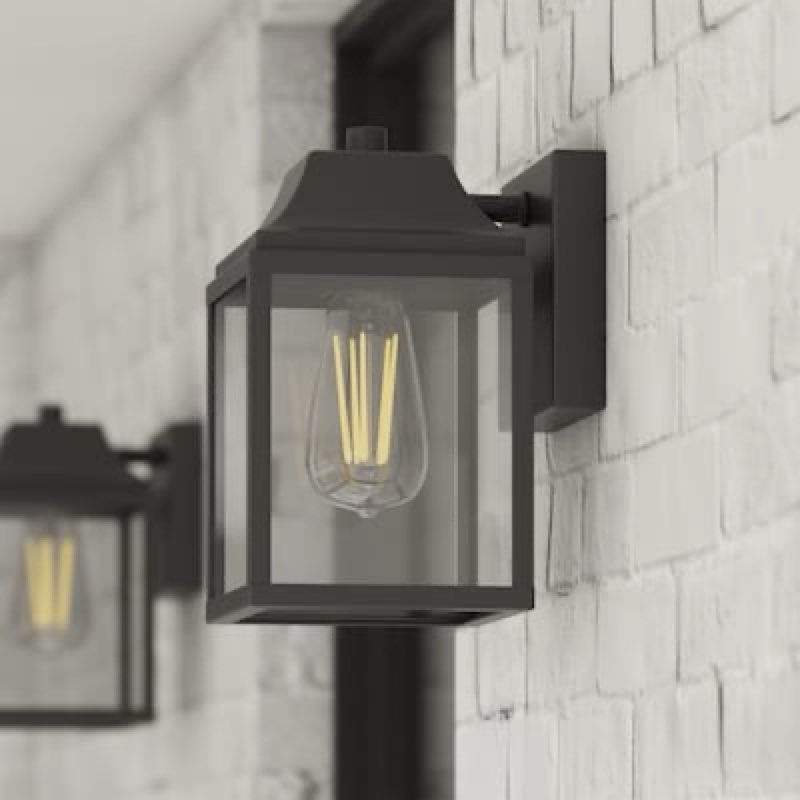  project source woodward 1 -light 8-in h matte black hardwired outdoor wall light
