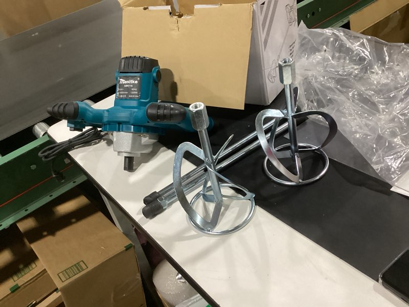 Condition photo showing Good Condition for electric cement mixer, 2100w handheld concrete mixer with 6 speed?portable mortar mixer for mixing mud, mortar, plaster,cement, paint, fodder?2 pieces mixing heads