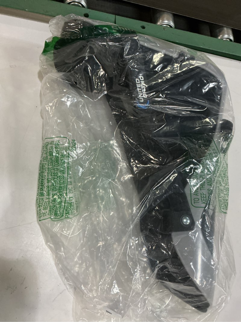 Condition photo showing As Is for united ortho plantar fasciitis adjustable leg support brace fits right or left foot for soreness relief, foot pain and stretching, large, black black large leg support brace