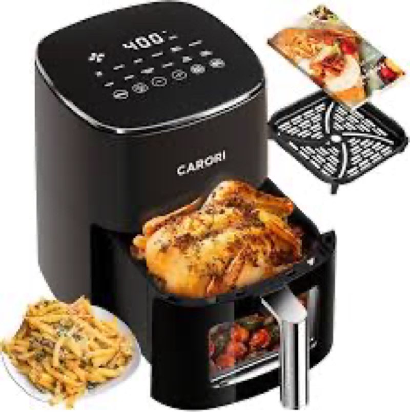 Air Fryer 12 Preset with Viewing Window, 6Qt Large Capacity, 400? Max Crisp, Airfryer, Bake, Roast, 
