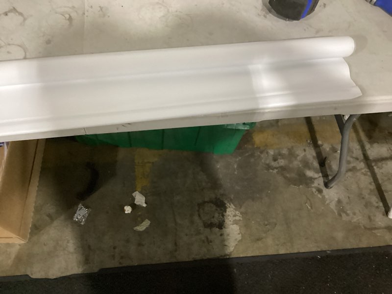 Condition photo showing As Is for white blackout curtain shade 72in
