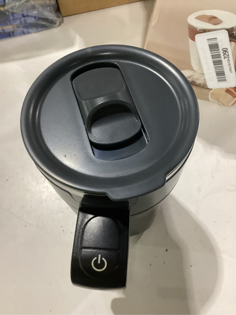 Condition photo showing As Is for mongdio self stirring coffee mug with fahrenhite temperature display, rechargeable stirring mug, automatic self stirring cup with lid, for coffee, milk and other beverages, black black 13.5oz