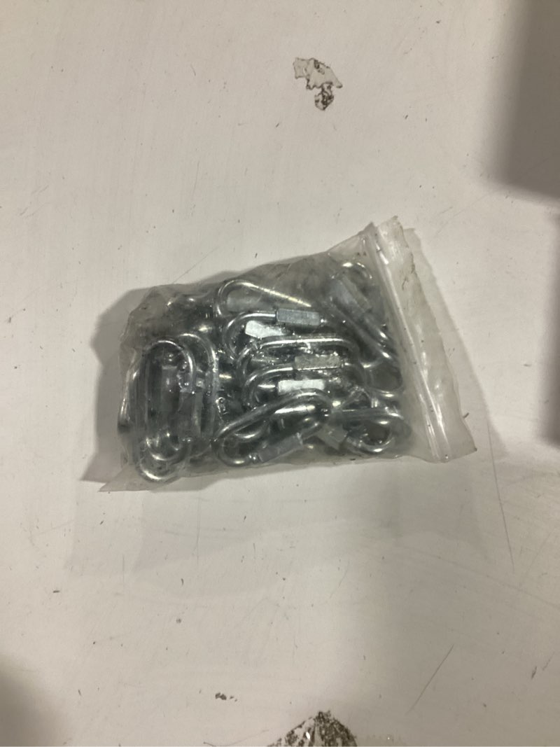 Condition photo showing Good Condition for M5-30 Pack 1.95” Quick Links Chain Connectors, 3/16? Galvanized Chain Locking Hooks, 650LBS Heavy Duty Thread Quick Link Clips, Twist Oval Keychain D Shape for Swing, Backpack, Key Ring Silver-30P 1.95?-3/16?