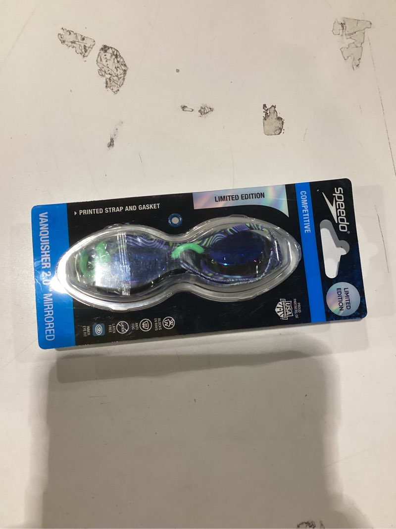 Condition photo showing New/Like New for Speedo Swim Goggles Mirrored Vanquisher 2.0 Neon Depths Ltd
