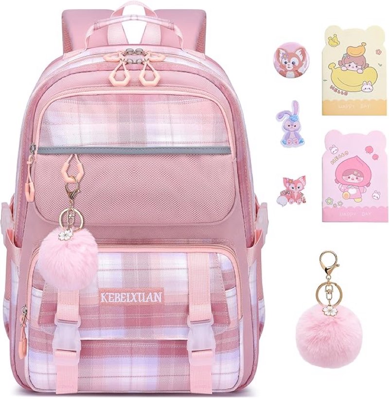 KEBFIXUAN backpack for girls happy pink