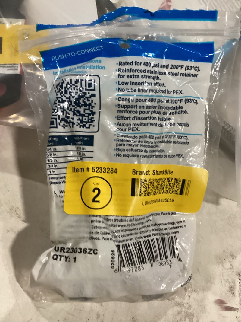 Condition photo showing Good Condition for SharkBite 1/2-in Push-to-connect x 3/8-in Compression Brass Quarter turn Stop Angle valve