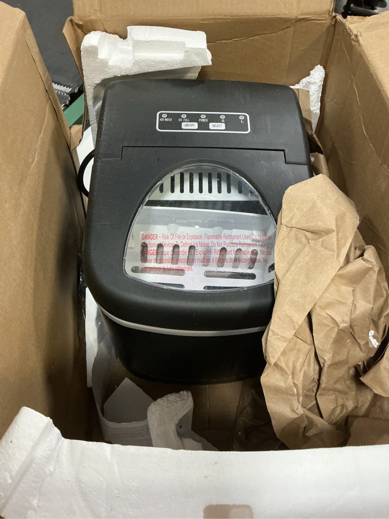 Condition photo showing As Is for FRIGIDAIRE EFIC128AMZBLK Compact Countertop Ice Maker, 26 lb per Day, Black