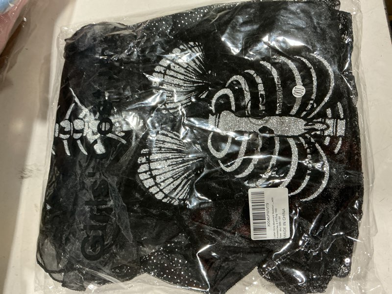 Condition photo showing As Is for Girls Mermaid Skeleton Costume Kids Ariel Princess Black Dress Halloween Cosplay Outfits with Accessories 2-3T