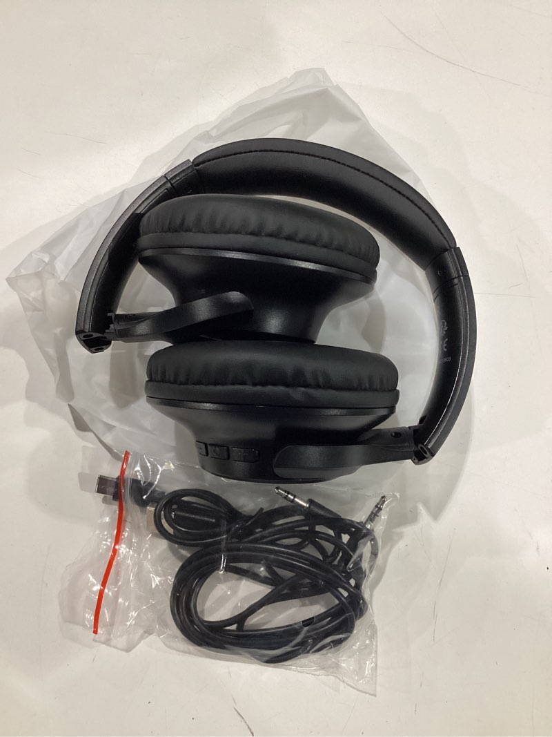 Condition photo showing New/Like New for kvidio bluetooth headphones over ear, 65 hours playtime wireless headphones with microphone, foldable lightweight headset with deep bass, hifi stereo sound low latency for travel work cellphone black