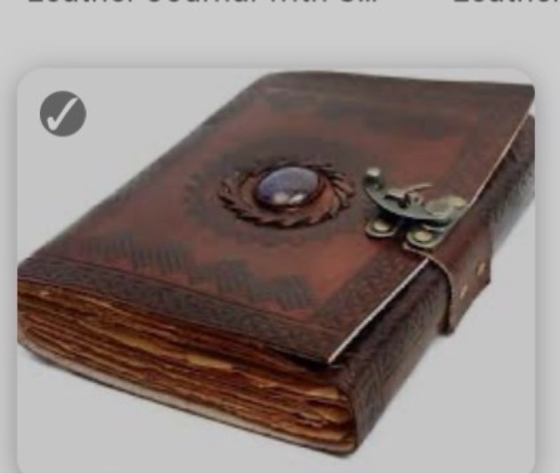 Vintage Leather Journal with Semi Precious Stone - Lock Closure, 240 pages Antique Deckle Edge Paper
