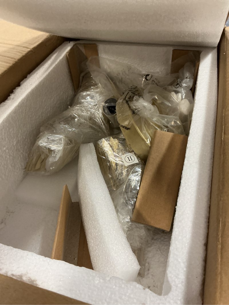 Condition photo showing Good Condition for Wellmet Gold Leaf Semi Flush Mount Light, 3-Light Modern Farmhouse Chandelier, Ceiling Light Fixture for Dining Room, Living Room, Bathroom, Kitchen, Entryway, Foyer, Hallway, W-22in