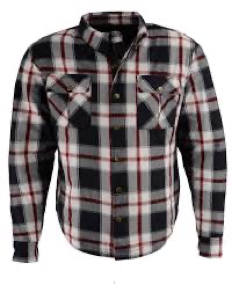milwaukee leather mpm1625 men's plaid flannel biker shirt with ce approved armor - reinforced w/aramid fibers - small multi