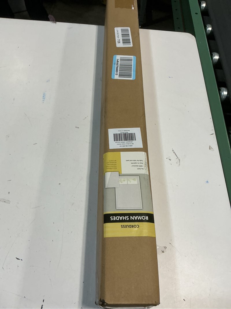 Condition photo showing New/Like New for no tools no drill cordless roman shades for indoor windows 100% blackout, for window size 28" w × 48" h charcoal charcoal 28" w × 48" h