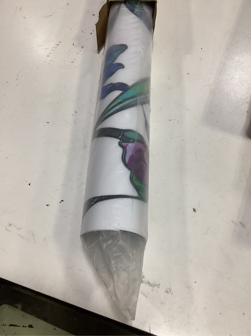Condition photo showing New/Like New for beautsaid window privacy film stained glass, rainbow window film decorative for bathroom, peel and stick window cling removable(violet,23.6 x 78.7 inch) 23.6 x 78.7 inch violet floral