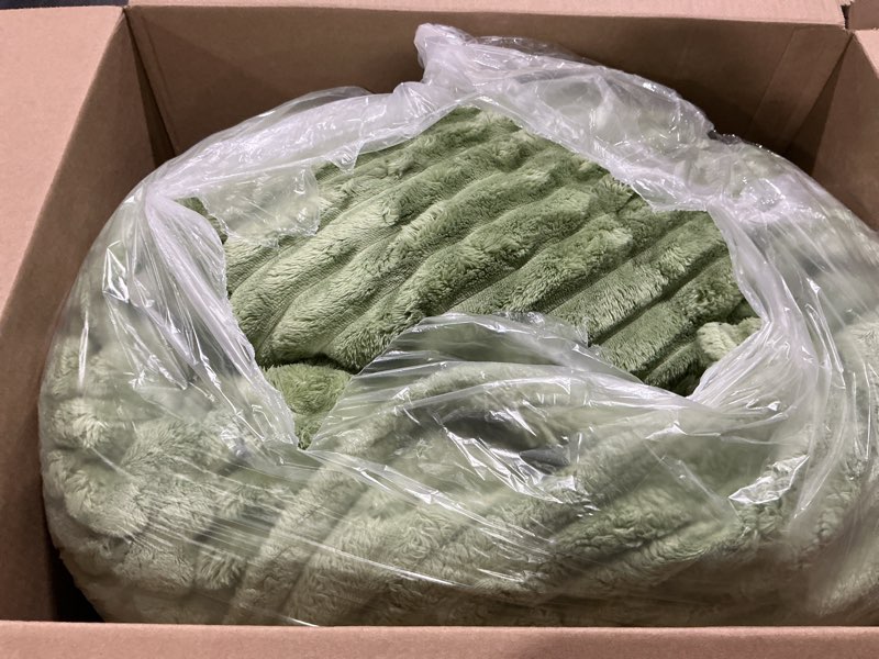 Condition photo showing As Is for Bedsure GentleSoft King Size Blanket for Bed - Cozy Soft Blankets for Women, Cute Large Fleece Throws for Girls, Sage Green, 108x90 Inches Green King (108" x 90")