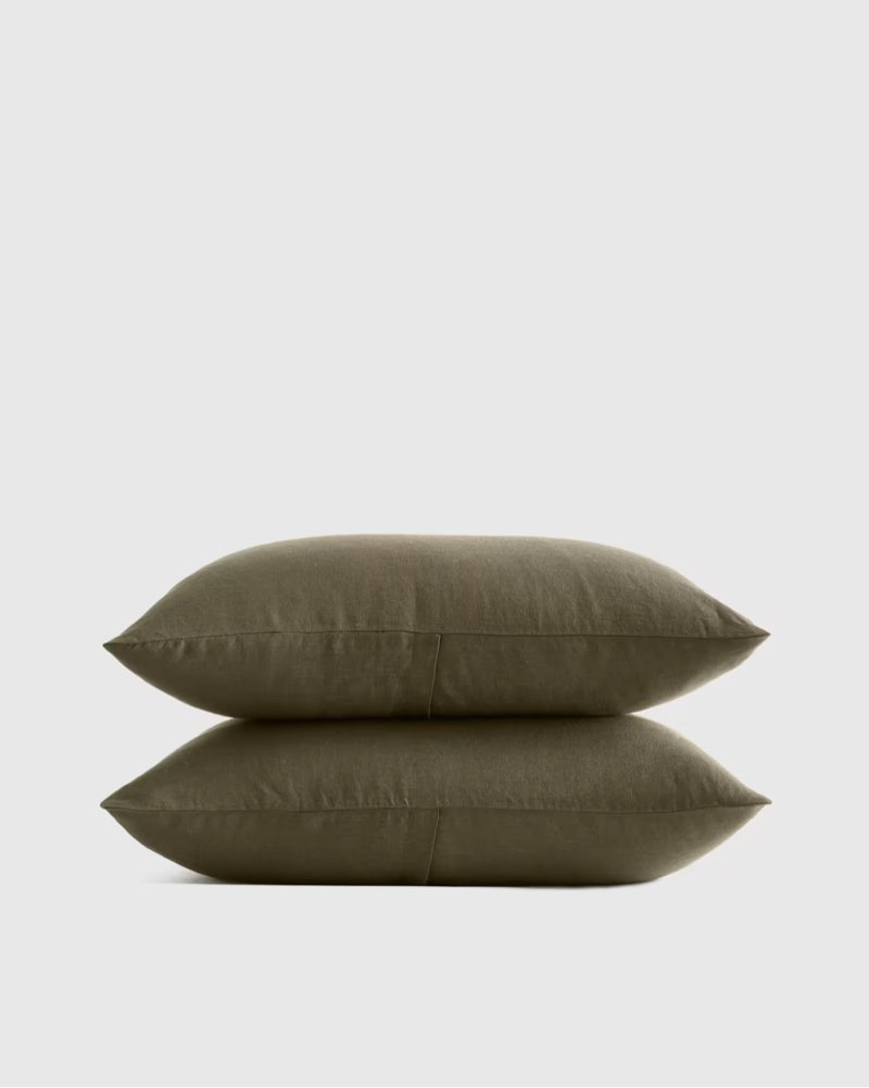 european linen sham set standard dusty olive