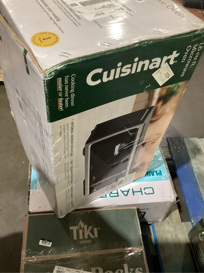 Condition photo showing As Is for cuisinart 1.6 cu ft microwave oven: 1100 watt countertop, child lock, 11 programs, digital display, black