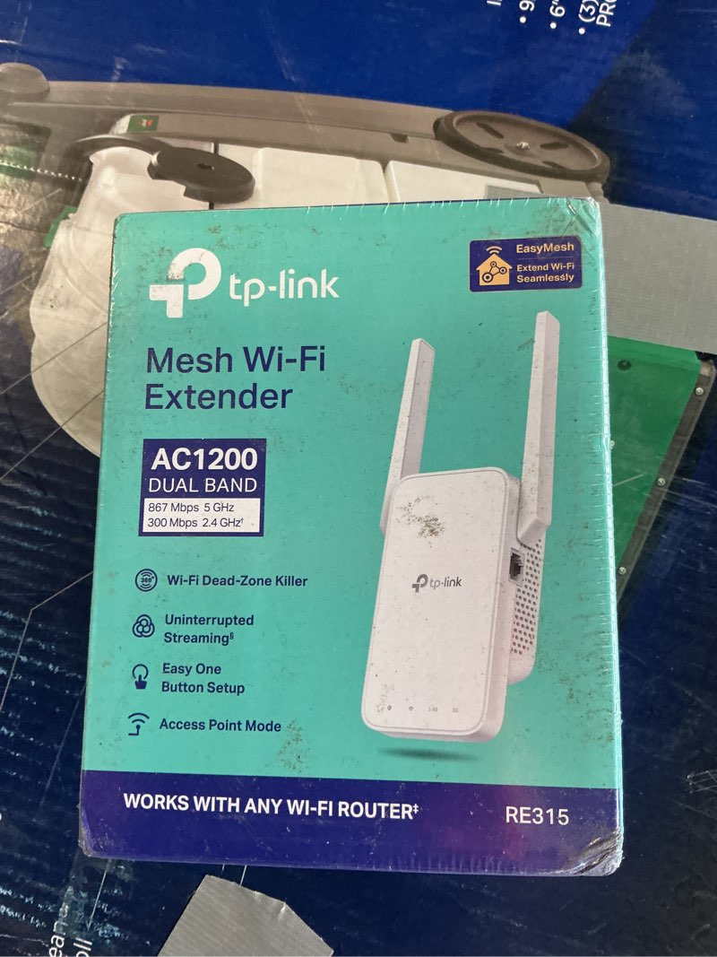 Condition photo showing New/Like New for TP-Link AC1200 WiFi Extender, 2023 Engadget Best Budget Pick, 1.2Gbps Signal Booster for Home, Dual Band 5GHz/2.4GHz, Covers Up to 1500 Sq.ft and 30 Devices,Support Onemesh, One Ethernet Port (RE315)