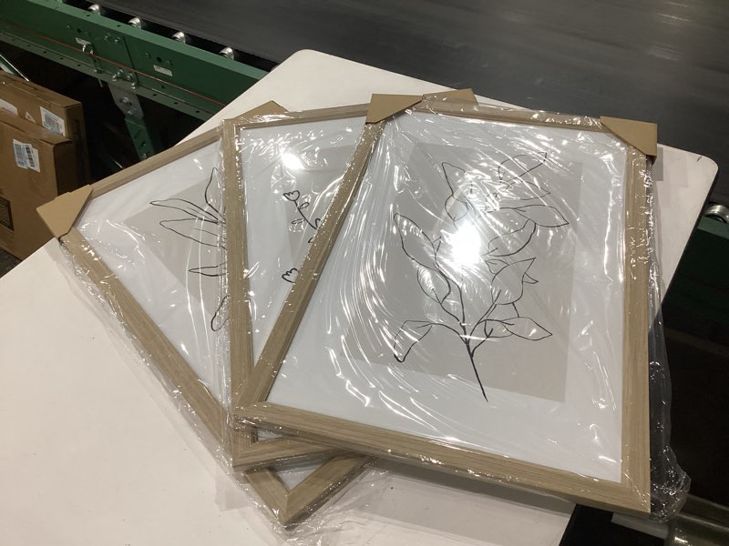 Condition photo showing New/Like New for neutral botanical prints wall art decor plant minimalist canvas pictures vintage beige wall art modern farmhouse line poster boho abstract painting artwork for bedroom 16x24 inch framed set of 3 framed botanical - prints 16x24 inch