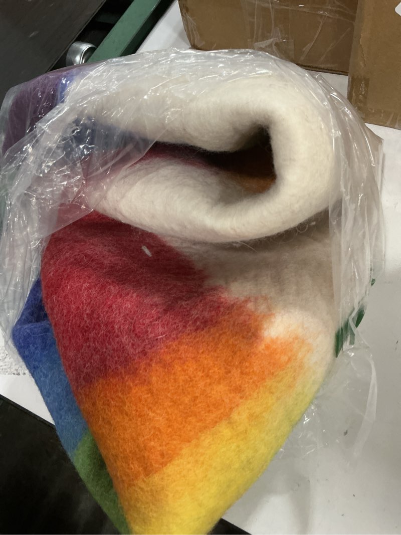 Condition photo showing As Is for woolygon premium felt cat cave bed – wool kitty beds handcrafted kitten caves bed for indoor cats - made from merino wool, foldable cat hideaway covered cat house pod (rainbow twist)