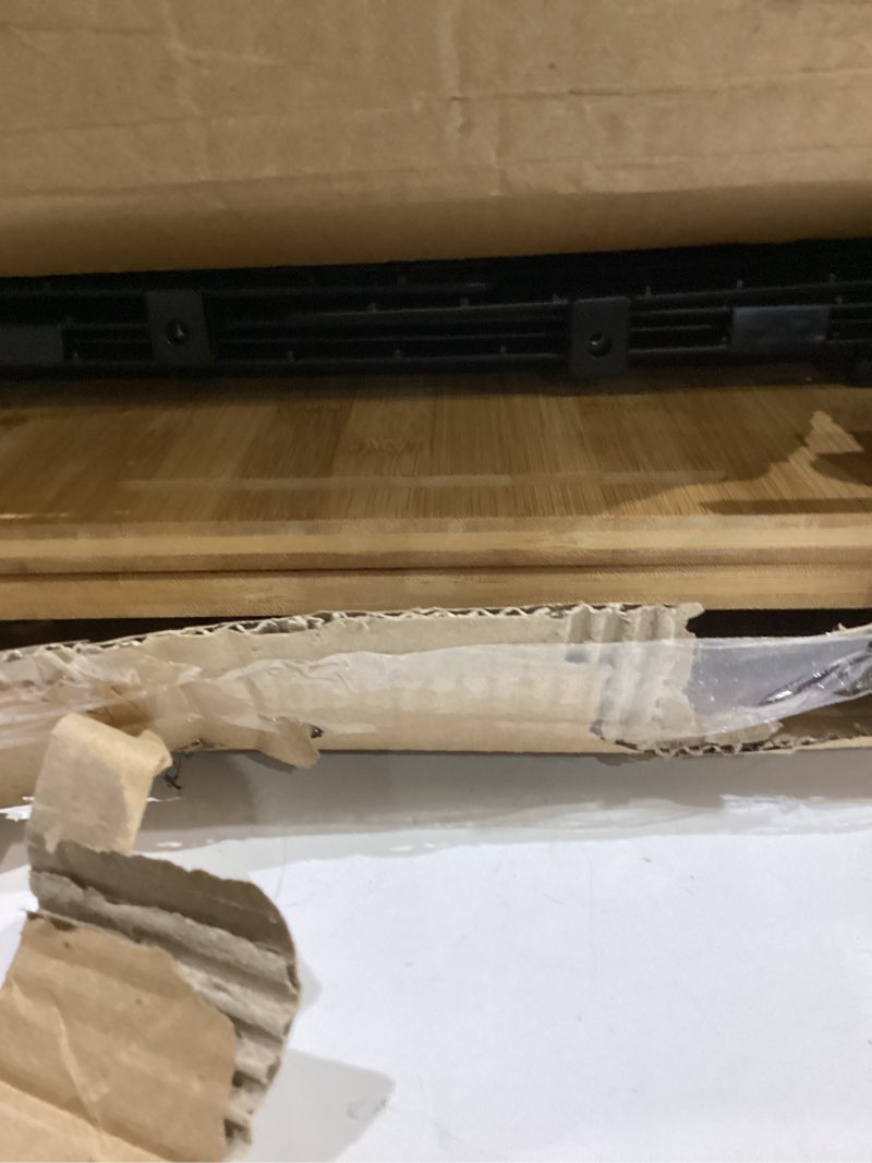 Condition photo showing As Is for 2 Set XXL Stackable Wire Basket with Bamboo Tops & Tag- Pantry Organizer and Storage Bins, Kitchen Counter Cabinet Shelf Countertop Under Sink Organizing, Food Snack Produce Onion Potato Bread Storage