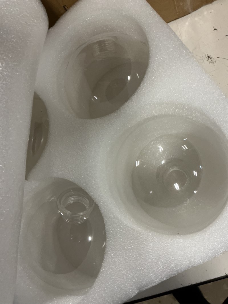 Condition photo showing Good Condition for retisee 4 pcs 4 inch g9 glass globe replacement fit 0.8 inch fitter small lighting replacement glass lampshade round light bulb cover light fixtures for floor lamp bathroom vanity (transparent) transparent 4