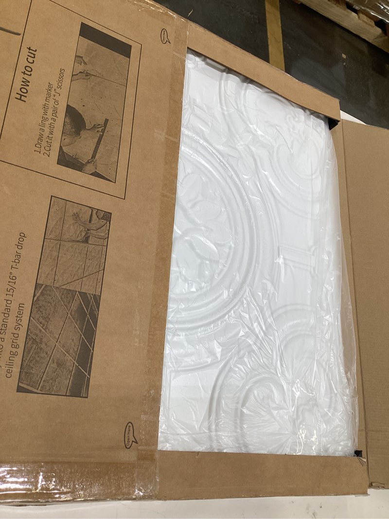 Condition photo showing New/Like New for WOWSTAR 12-Pack 24"x24" Drop Ceiling Tiles, Waterproof Glue up Ceiling Panels, White