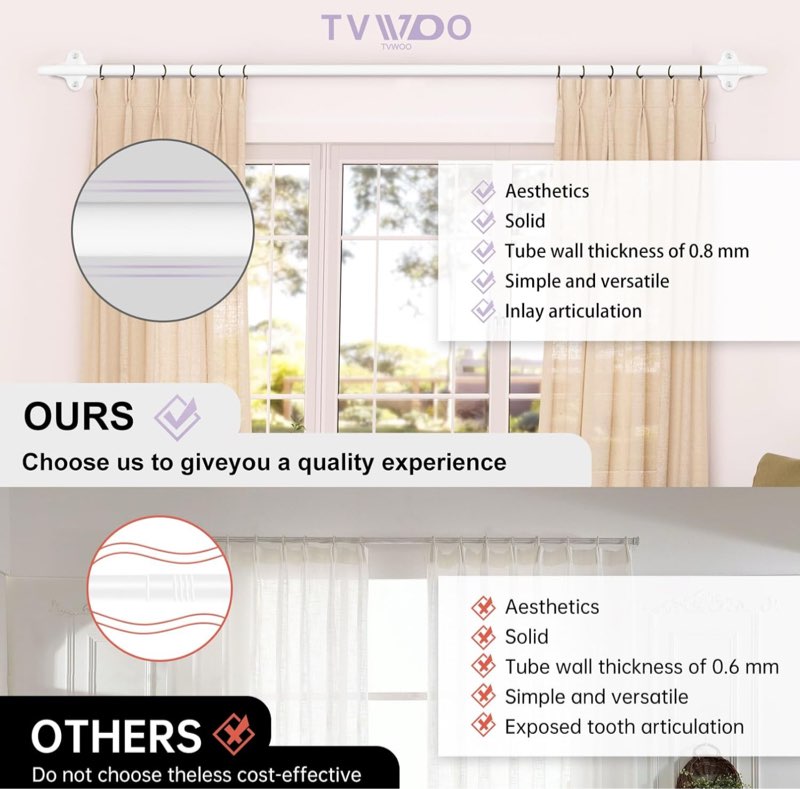 2 pack wrap around curtain rods,white curtain rods 28 to 48 inch,5/8 inch adjustable blackout curtain rod set with bracket,room darkening window rod,metal hidden curved drapery rods 28-48\",white 28-48\" ( 2pack ) white