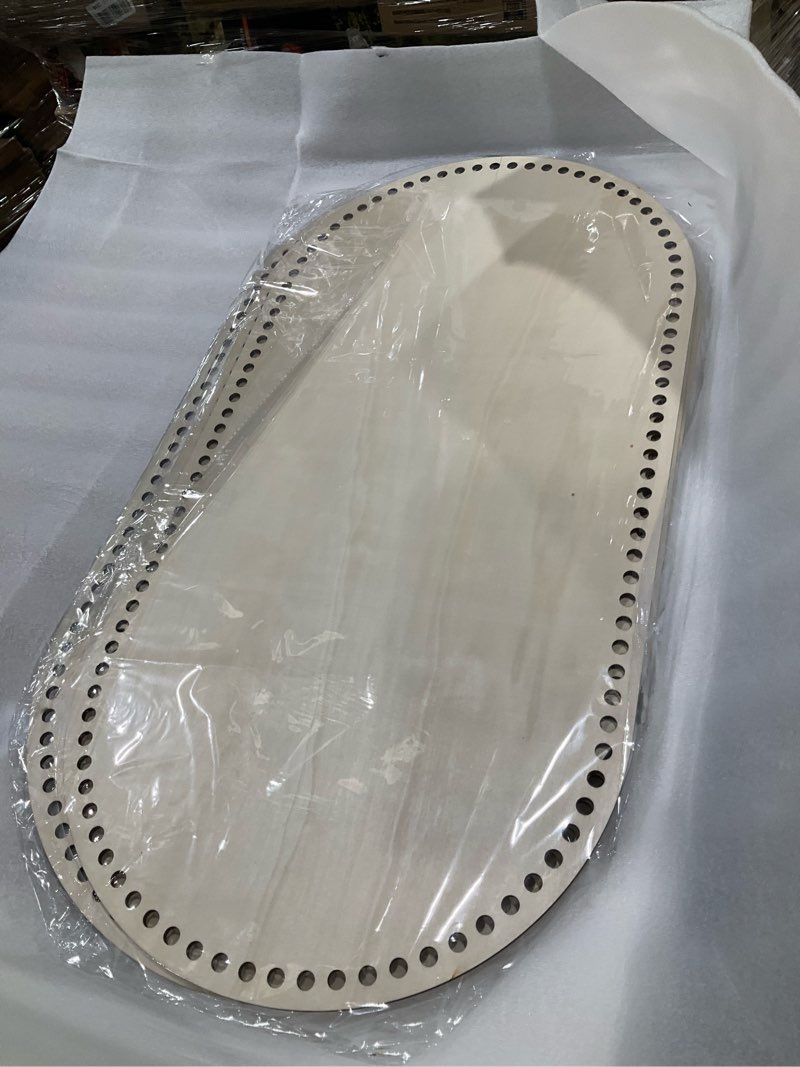 Condition photo showing Good Condition for croblissful 3 pc large moses basket wood bottom 3 sizes(30x17inch+30x15inch+28x16inch) oval natural wooden base shaper for diy crochet or knitting home baby doll weaving crafts decoration(base only)