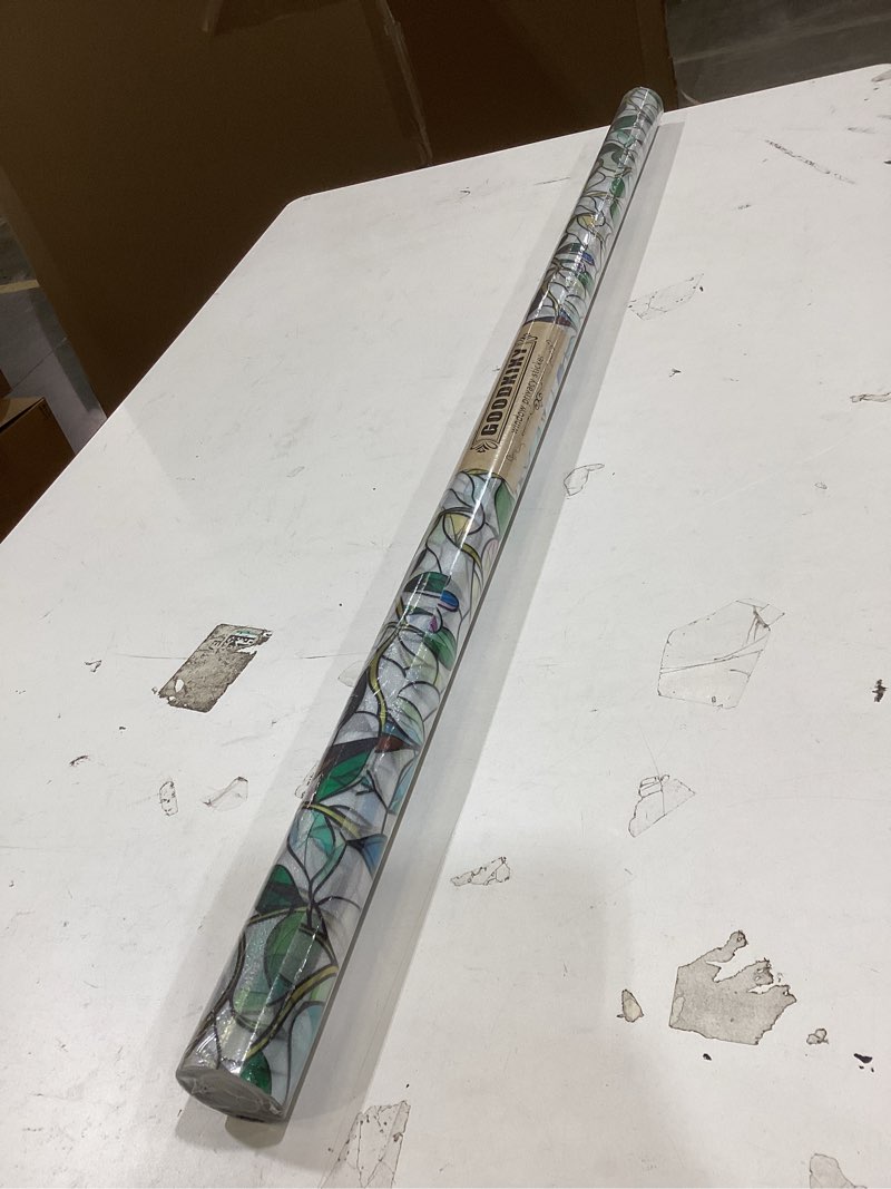 Condition photo showing New/Like New for window film, frosted privacy, one way tint, uv block, heat insulation, anti-glare, static cling, renter friendly for home bathroom door frosted purple flower 45*156