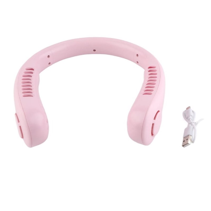 3-Speed, Quiet, Rechargeable, Long-Battery Life, Portable for Shopping, Travel, Outdoors - Pink Bladeless Neck Fan  
