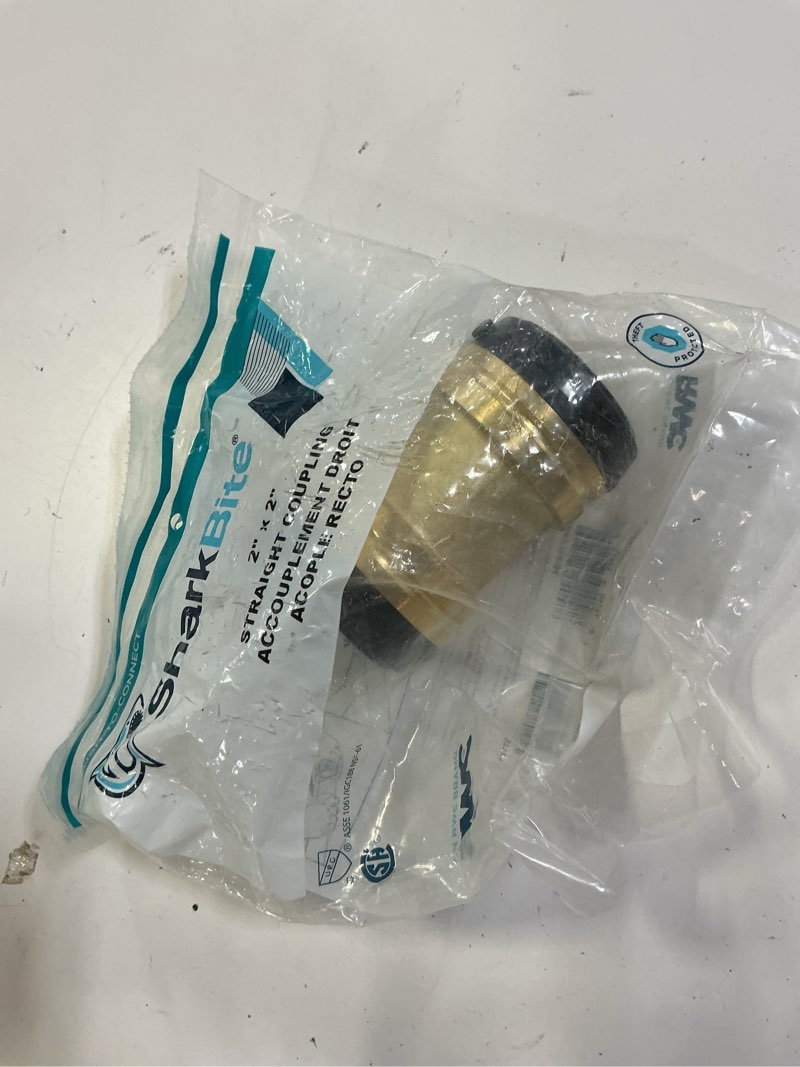 Condition photo showing Good Condition for sharkbite 2 inch coupling, push to connect brass plumbing fitting, pex pipe, copper, cpvc, pe-rt, hdpe, uxl0154 2 in.