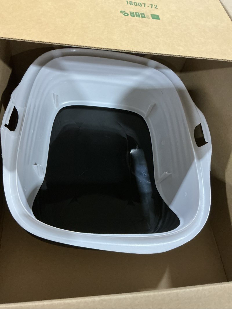Condition photo showing Good Condition for arm & hammer rimmed cat litter box with high sides and microban, made in usa pearl white/ dark gray standard