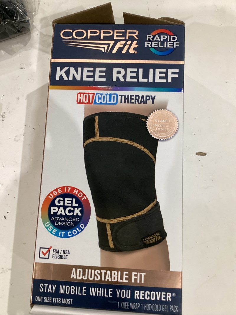 Condition photo showing Good Condition for copper fit unisex adult rapid relief knee wrap with hold/cold therapy abdominal support, black, adjustable
